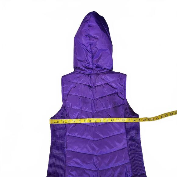 City Streets Stylish Purple Hooded Puffer Vest - Picture 4 of 6